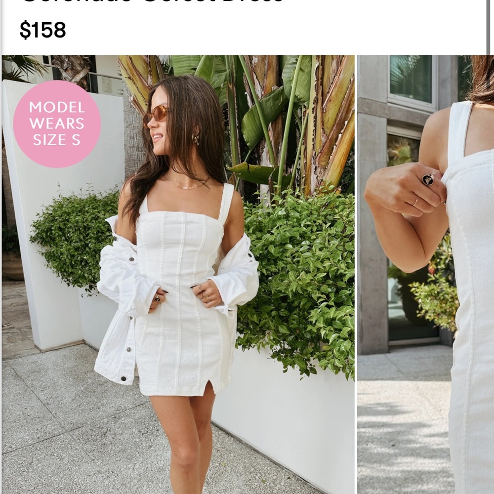 Show Me Your Mumu Coronado Corset Mini Dress White Denim XS NWT